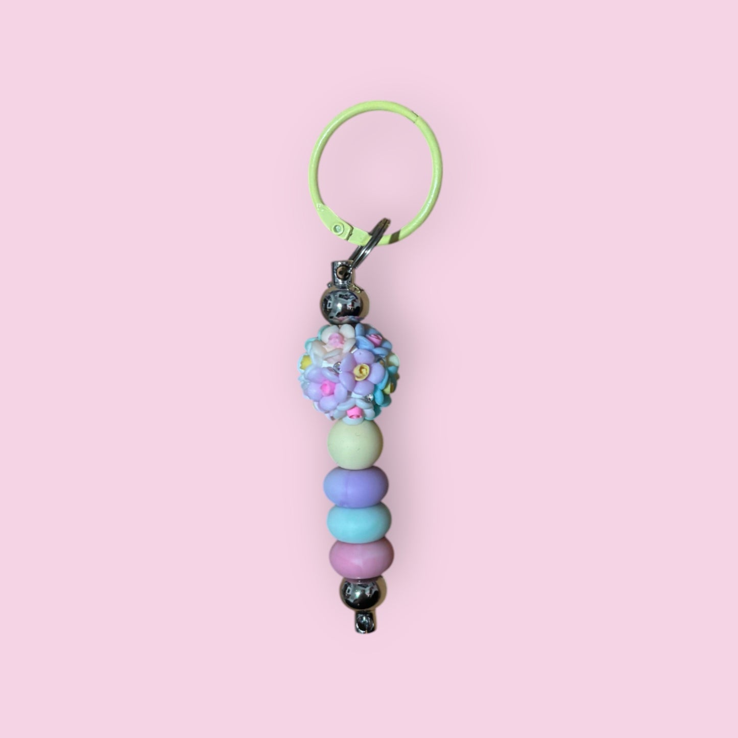 Pastel Flower Ball Keychain
