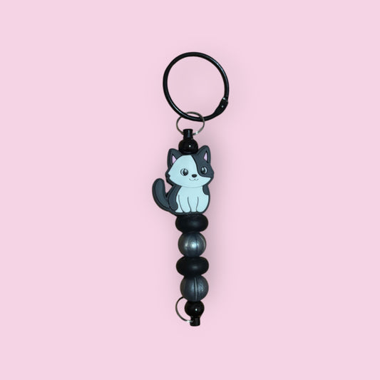 Black & White Cat Keychain